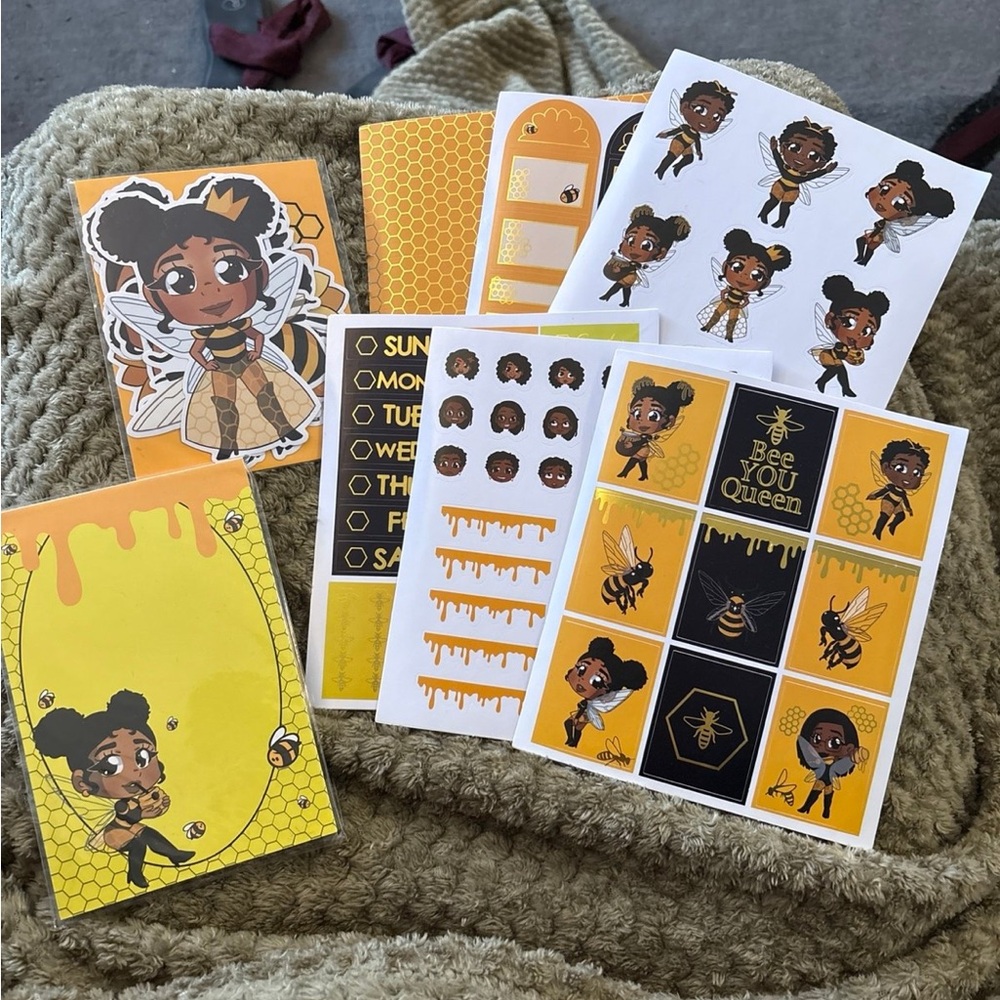 Cookie Sticker Co honey bee die cut stickers sheets and notepad drip planner